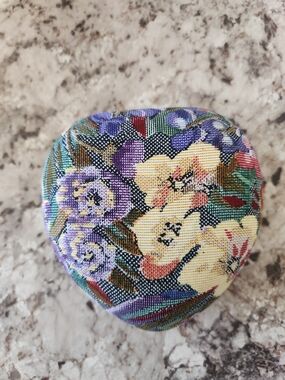 Floral Heart Shaped Jewelry Box- Multicolor 4x4.5